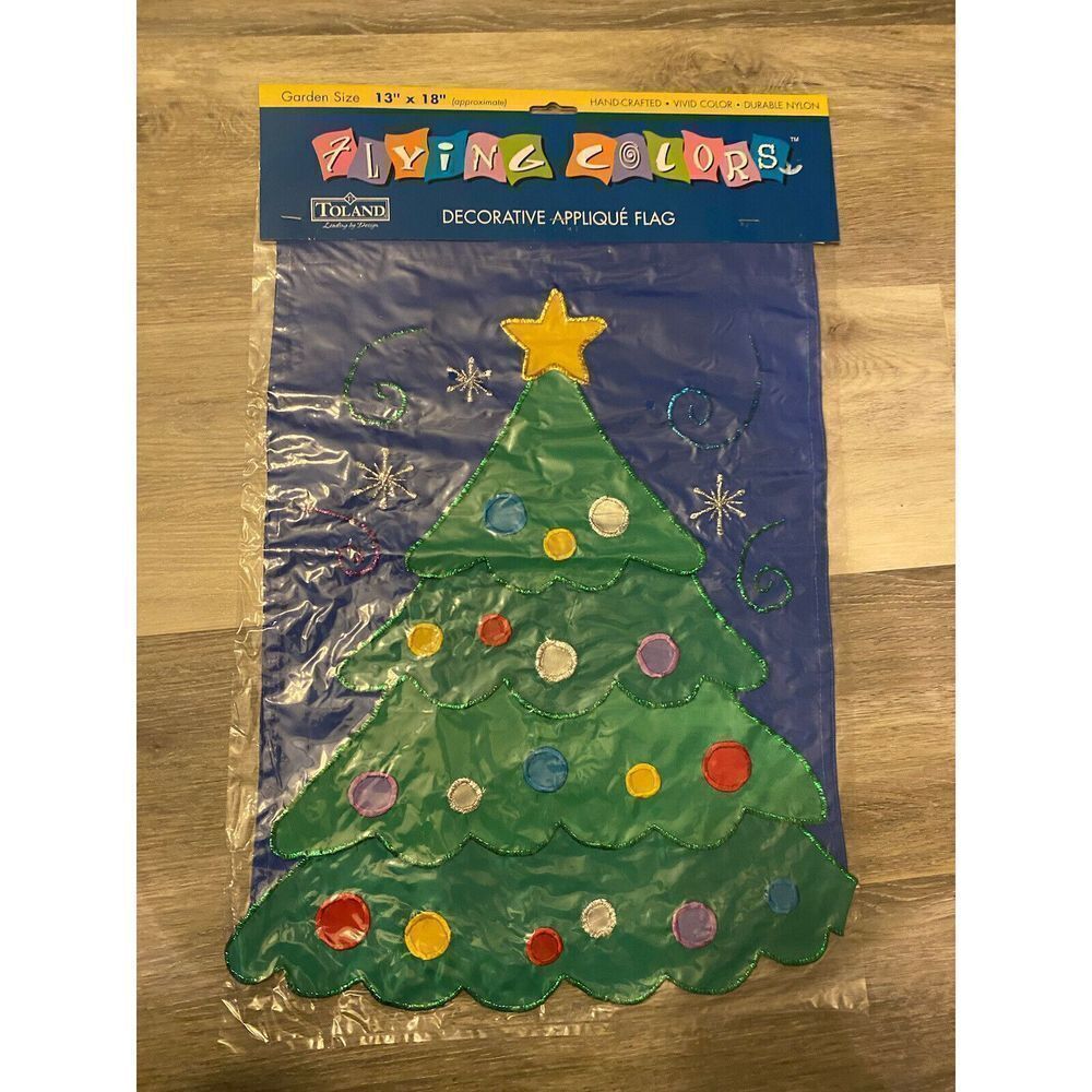 Toland Flying Colors Christmas Tree Decorative Appliqué Flag 18”x13” Vintage